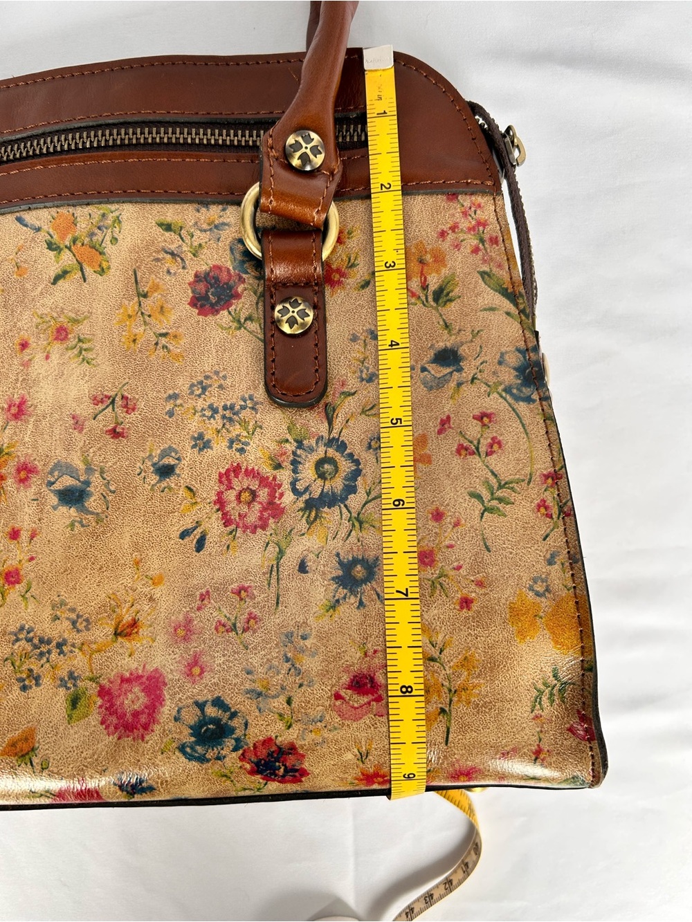 Patricia Nash Floral Leather Calvi Satchel in Prairie Rose Model P272170X - Picture 7 of 11